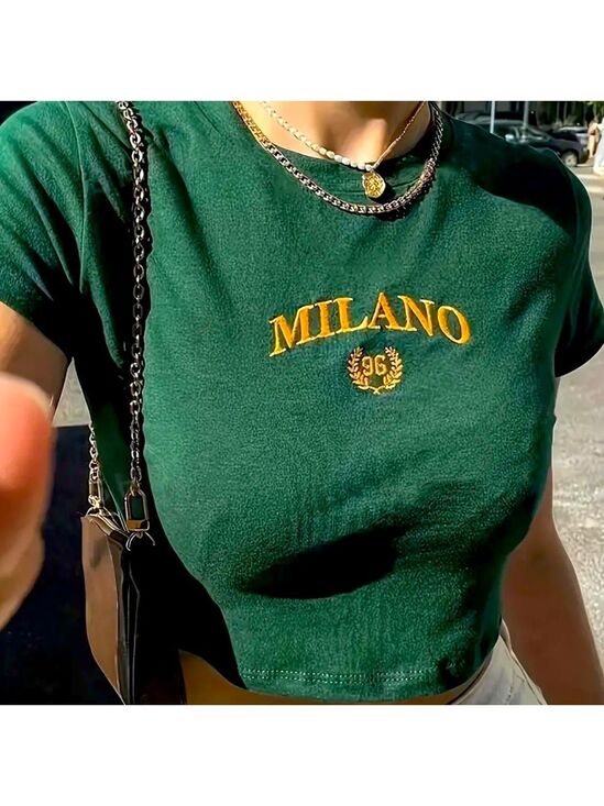 Boutique Tops - Milano Embroidered Tee - Vintage Inspired Italian Style